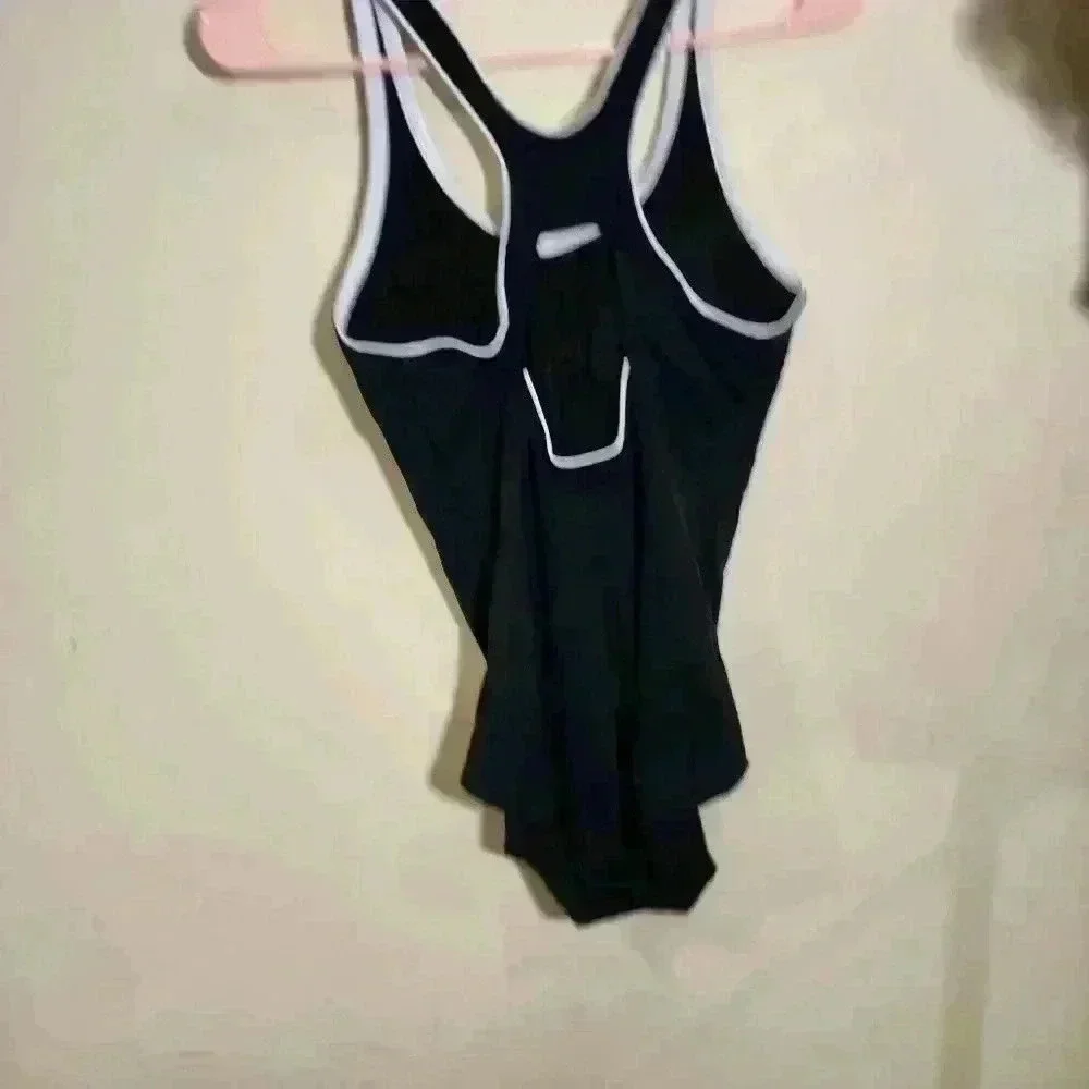 Black and white trim Adidas one piece bathing suit size 14 - Picture 5 of 8